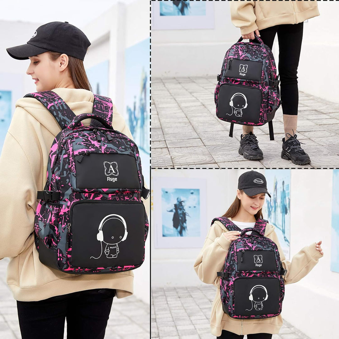 Asge Rucksack Jungen Schulrucksack Mädchen Teenager Jugendliche Coole Schule Daypacks Kinder Reflekt