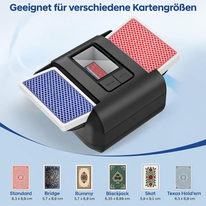 Automatischer Kartenmischer mit Dual-Modi Wiederaufladbarer Schwarz | USB-C Tragbares Leises und Sch