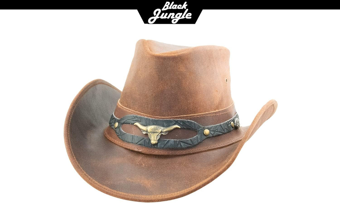 Black Jungle Ontario Outdoor Western Lederhut Australien Cowboy Lederhüte Reiterhut Unisex S Ocker,