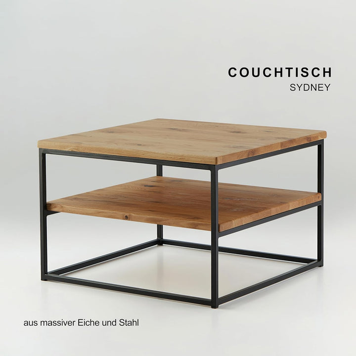 1 Original BestLoft® Couchtisch Boston Beistelltisch Industriedesign Loft (Eiche Wild + Gestell Schw