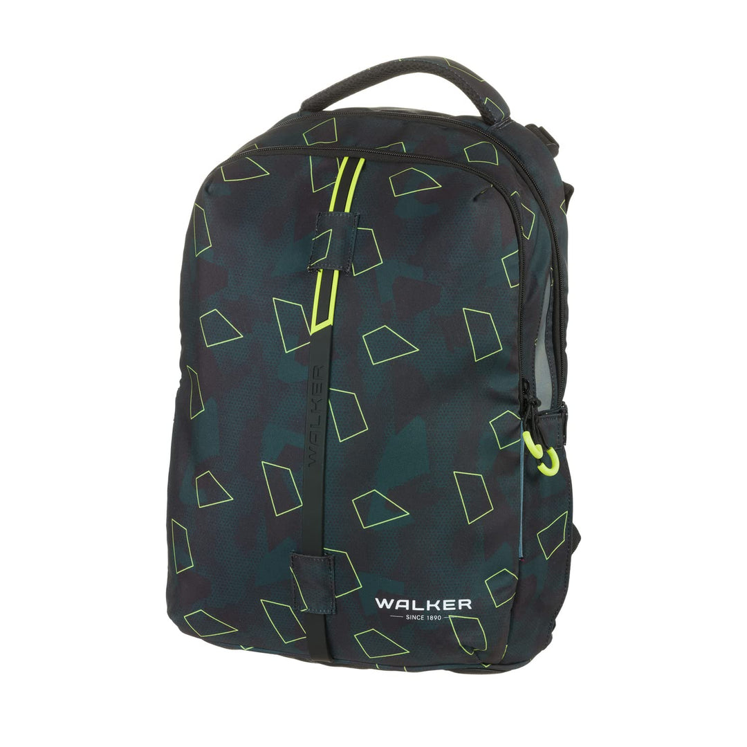 Walker Fame Schulrucksack mit 3 Fächern, Seitentaschen und Lichteffekt, Rückenpolsterung, verstellba
