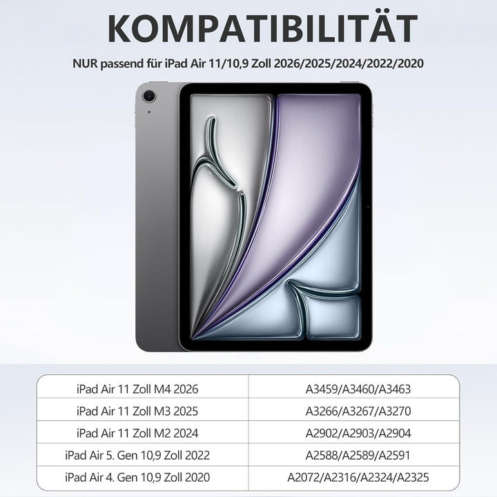 Hülle mit Tastatur für iPad Air 11 Zoll M3 2025 M2 2024/Air 5 Generation 2022 4. 2020 10,9 Zoll, Mag