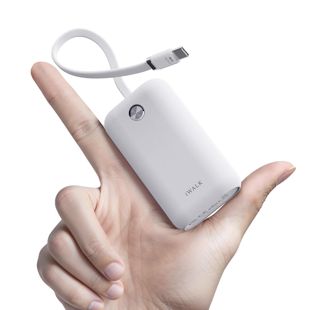 iWALK Mini Tragbares Ladegerät 10000 mAh, 22,5W USB-C Powerbank mit integriertem Kabel, Ultra-kompak