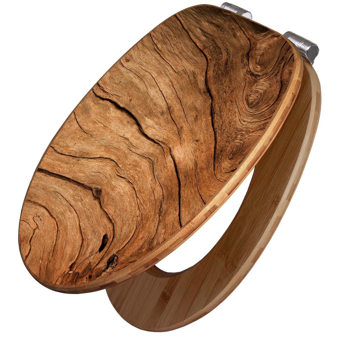 banjado Design WC Sitz Bambus Absenkautomatik 45,8x37,5cm - Toilettendeckel mit Absenkautomatik Holz