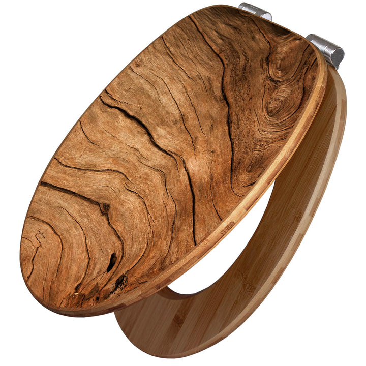 banjado Design WC Sitz Bambus Absenkautomatik 45,8x37,5cm - Toilettendeckel mit Absenkautomatik Holz