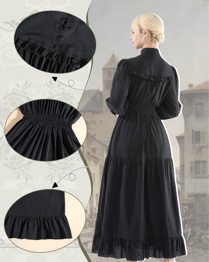 CR ROLECOS Viktorianisches Kleid Gothic Mittelalter Vintage Edwardianisches Kleid Damen Karneval Fre