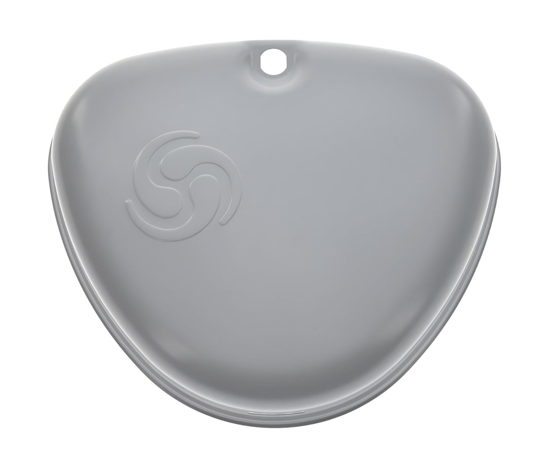 MZA Seitendeckel links, grau grundiert, mit original"Wirbel-Logo" - Simson S50N, S51N