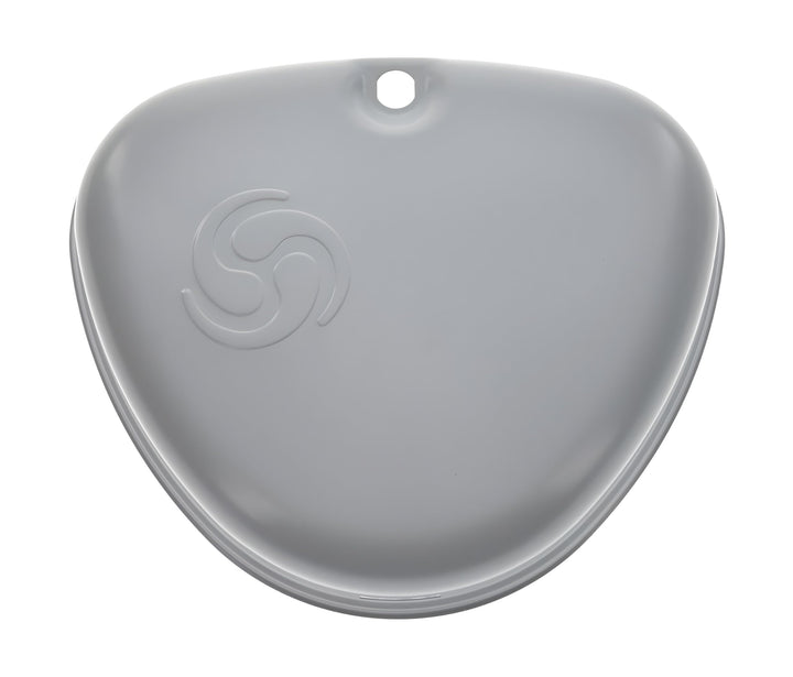 MZA Seitendeckel links, grau grundiert, mit original"Wirbel-Logo" - Simson S50N, S51N
