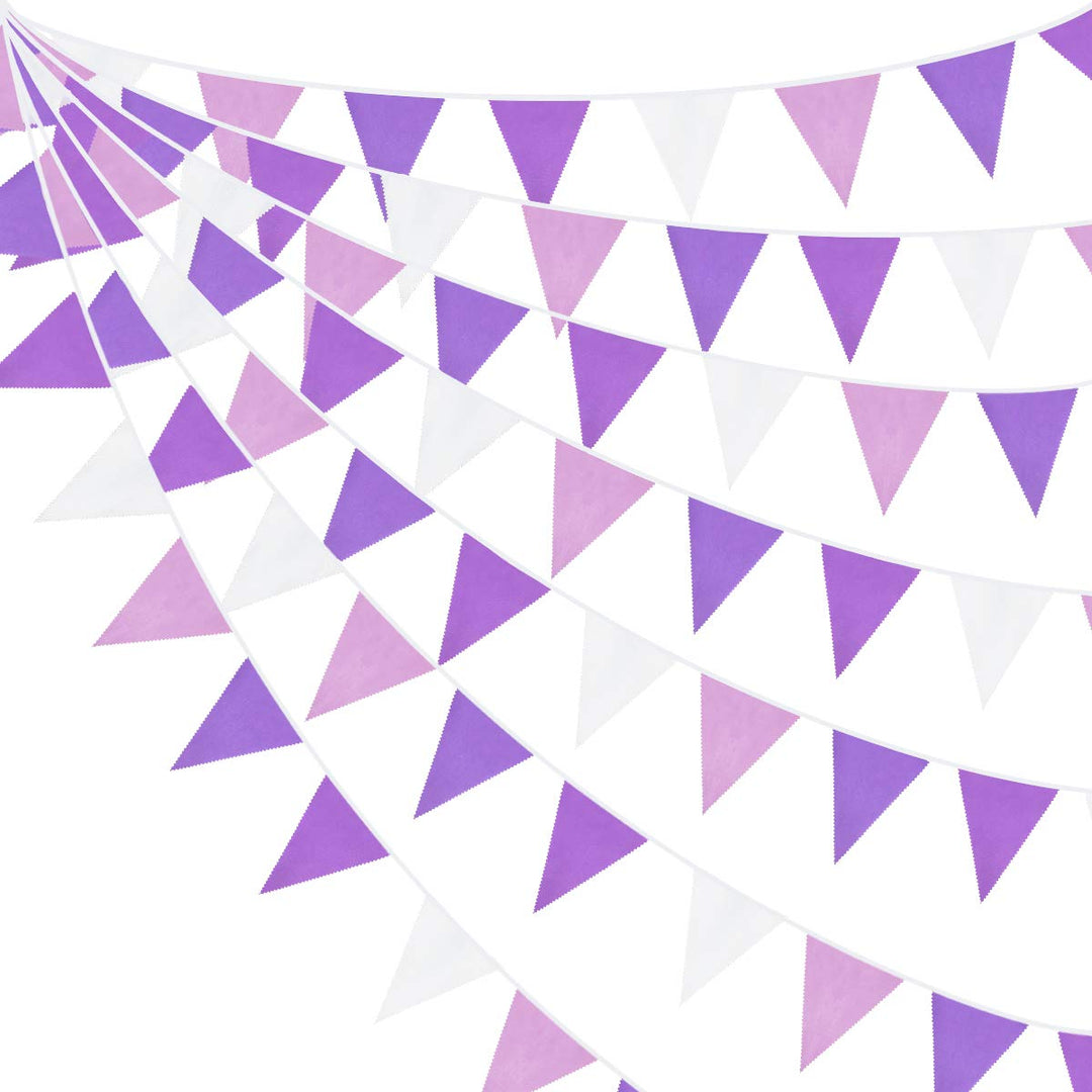 Pink Blume 32Ft Lila und Weiss Wimpel Banner Stoff Dreieck Flagge Baumwolle Tuch Girlande Kit für Ho