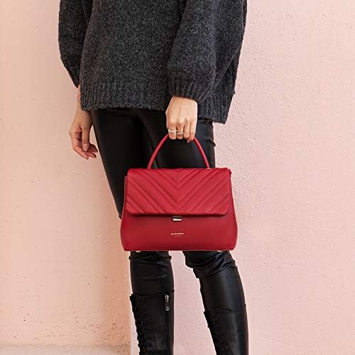 David Jones - Damen Umhängetasche - Frau Handtasche Gesteppte PU Leder - Steppmuster Tasche Mittelgr