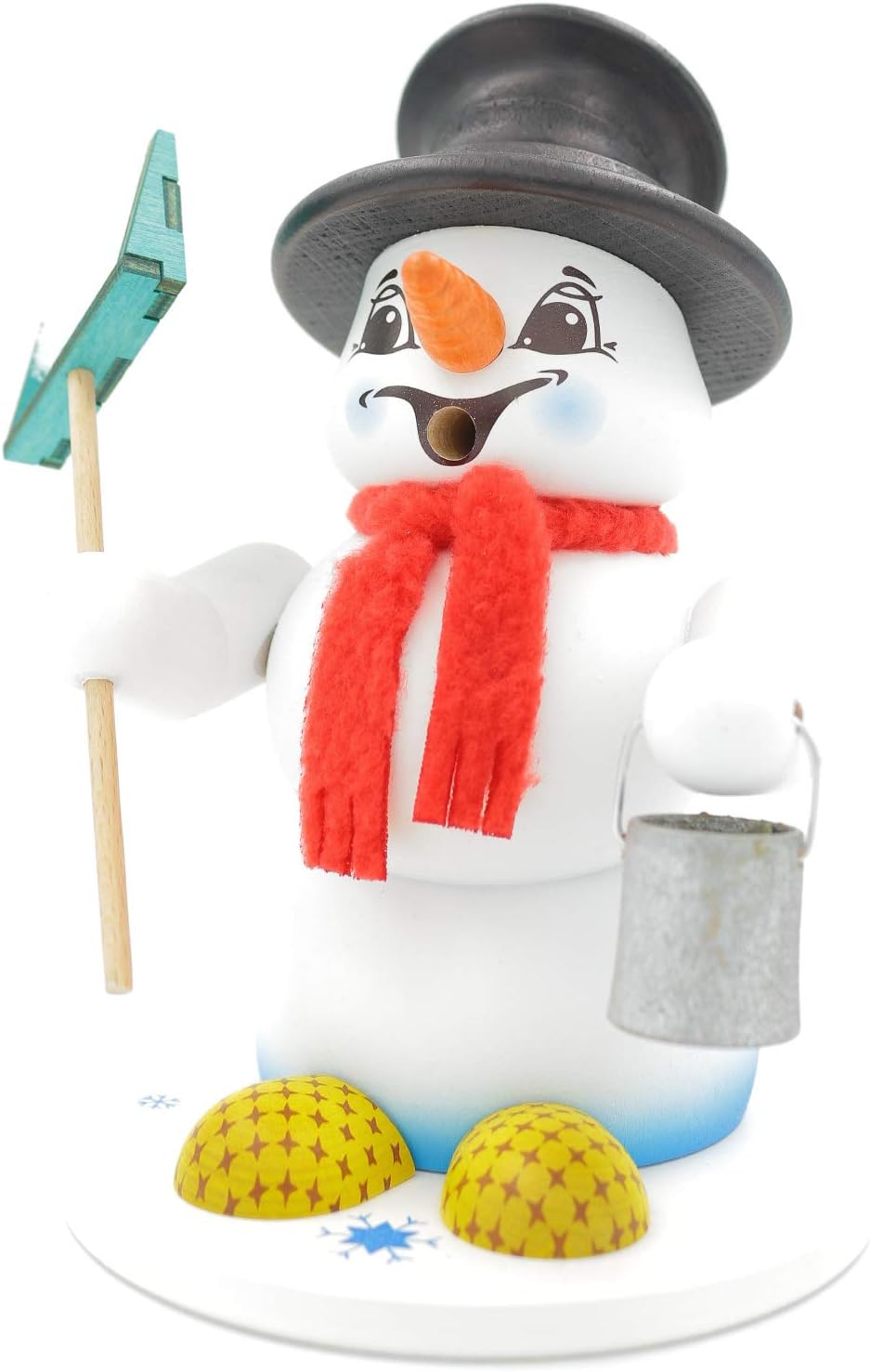 Kuhnert - Erzgebirgische Holzkunst Räuchermann Räucherfigur Schneemann 19cm - Schneeschieber, Schnee