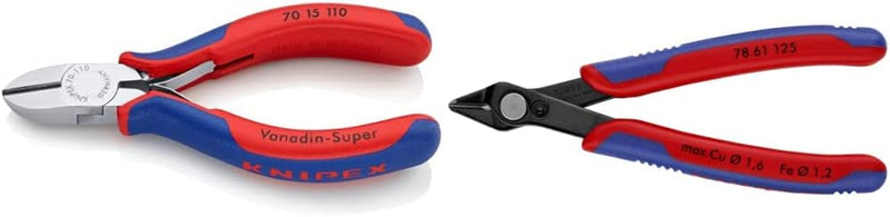 Knipex Seitenschneider verchromt, mit Mehrkomponenten-Hüllen 110 mm 70 15 110 & Electronic Super Kni