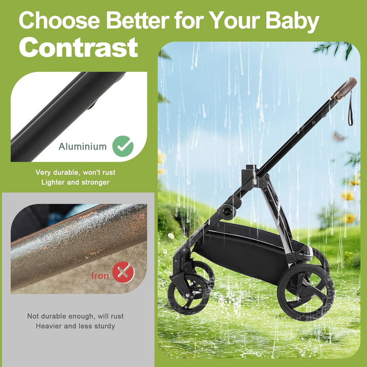 Kinderwagen 3 in 1, Stroller Set ist ein mit einer Hand faltbarer Aluminiumrahmen, Bergsteiger Kinde