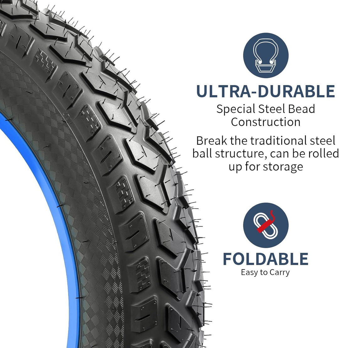 YunSCM 2PCS 20 Zoll E-Bike Reifen 20 x 4.0 Kompatibel mit 20x4.0 All-Terrain-Fahrradreifen 2Pcs Reif