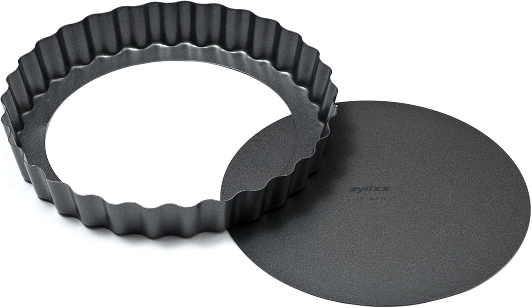 Zyliss Antihaft Tarteform mit Hebeboden 25 cm, Backform aus Karbonstahl mit ILAG Antihaftbeschichtet