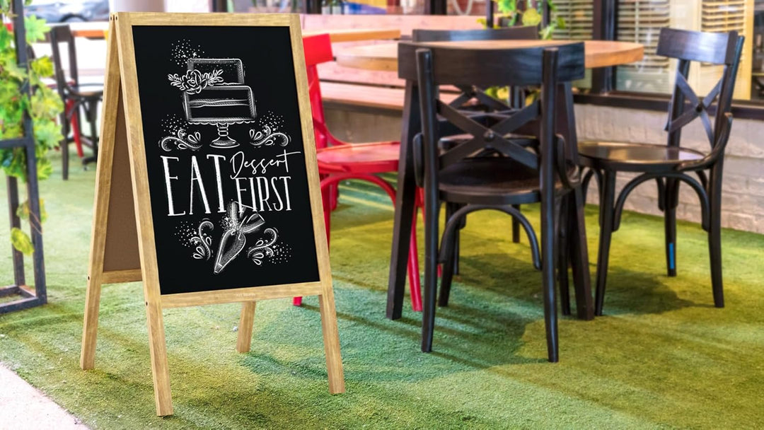 ALLboards Kundenstopper mit naturlackierten Holzrahmen 118x61cm, Werbetafel, Gehwegaufsteller, Aufst