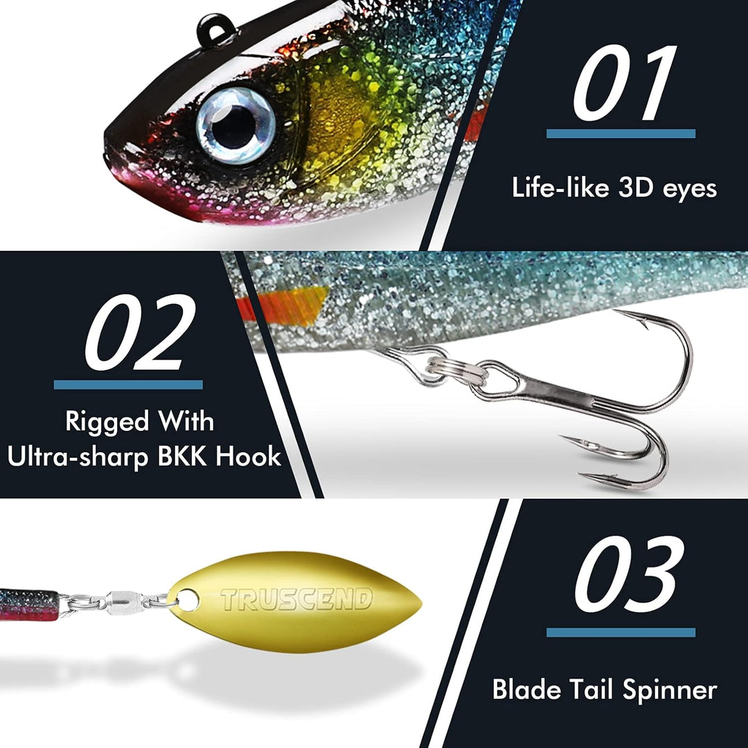 TRUSCEND Gummifische Angelköder für Forelle Zander & Barsch, Kunstköder Angelausrüstung Gummiköder A
