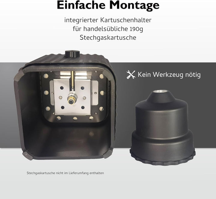 tepro Tisch-Gasfeuerstelle quadratisch mit Glasaufsatz, inkl. Dekosteine, Edelstahl-Brenner, kompakt