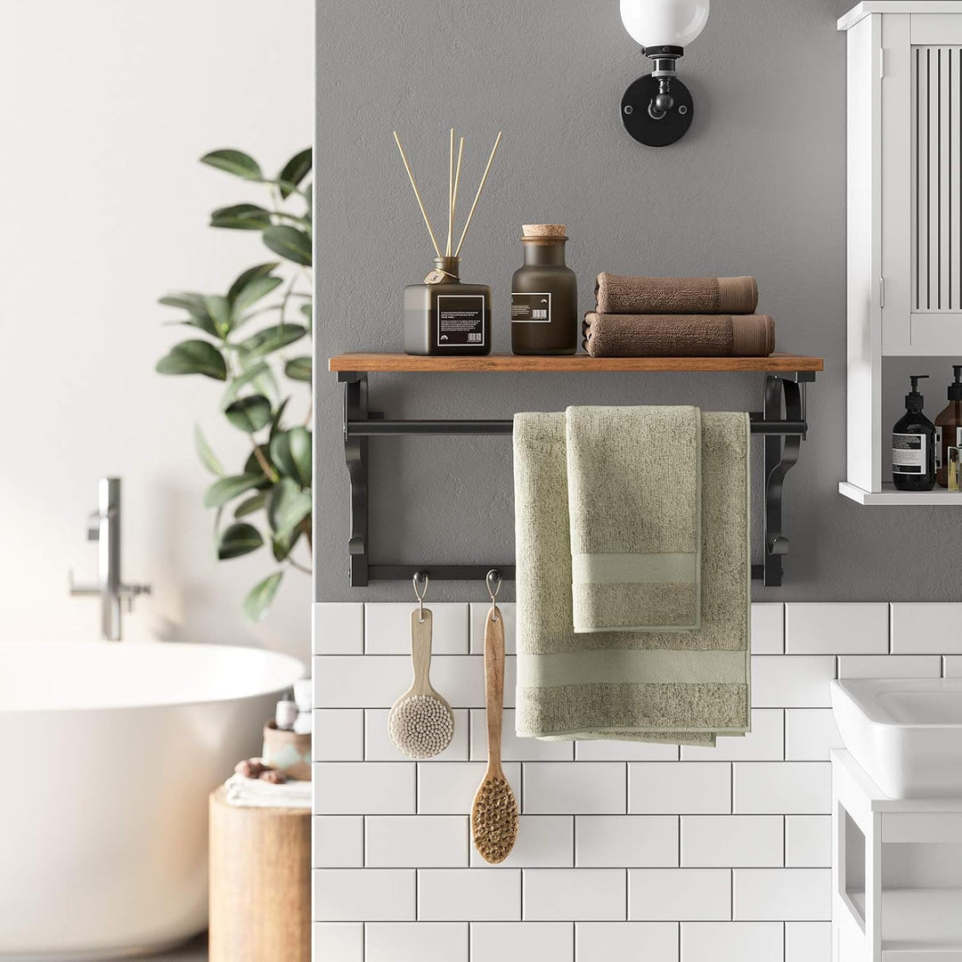 VASAGLE Wandgarderobe Industrial, mit Regal, 5 Haken, Kleiderstange, für Flur, Badezimmer, Wohnzimme