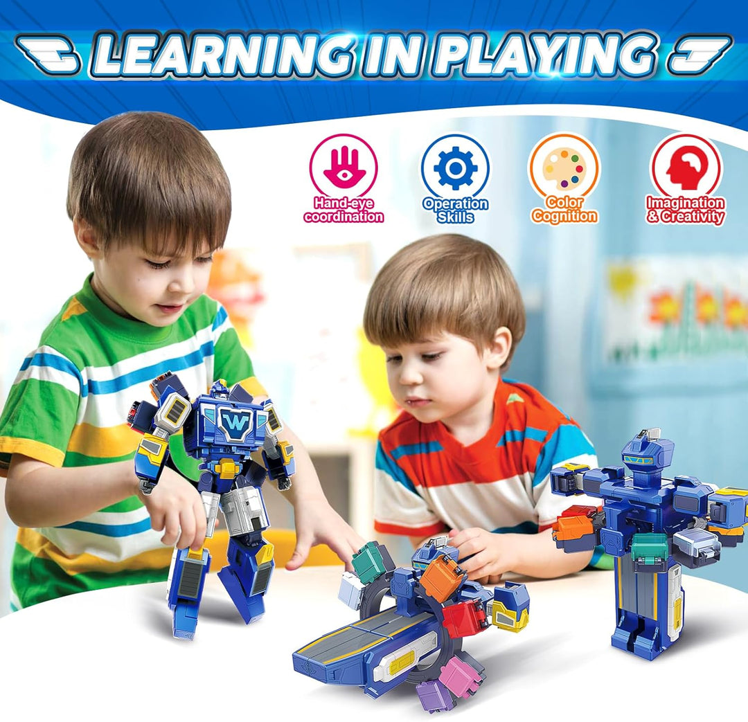 Super Wings 3-in-1 World Space Verwandelnder Roboter mit den Mini Figuren Jett und Dizzy, Verwandlun