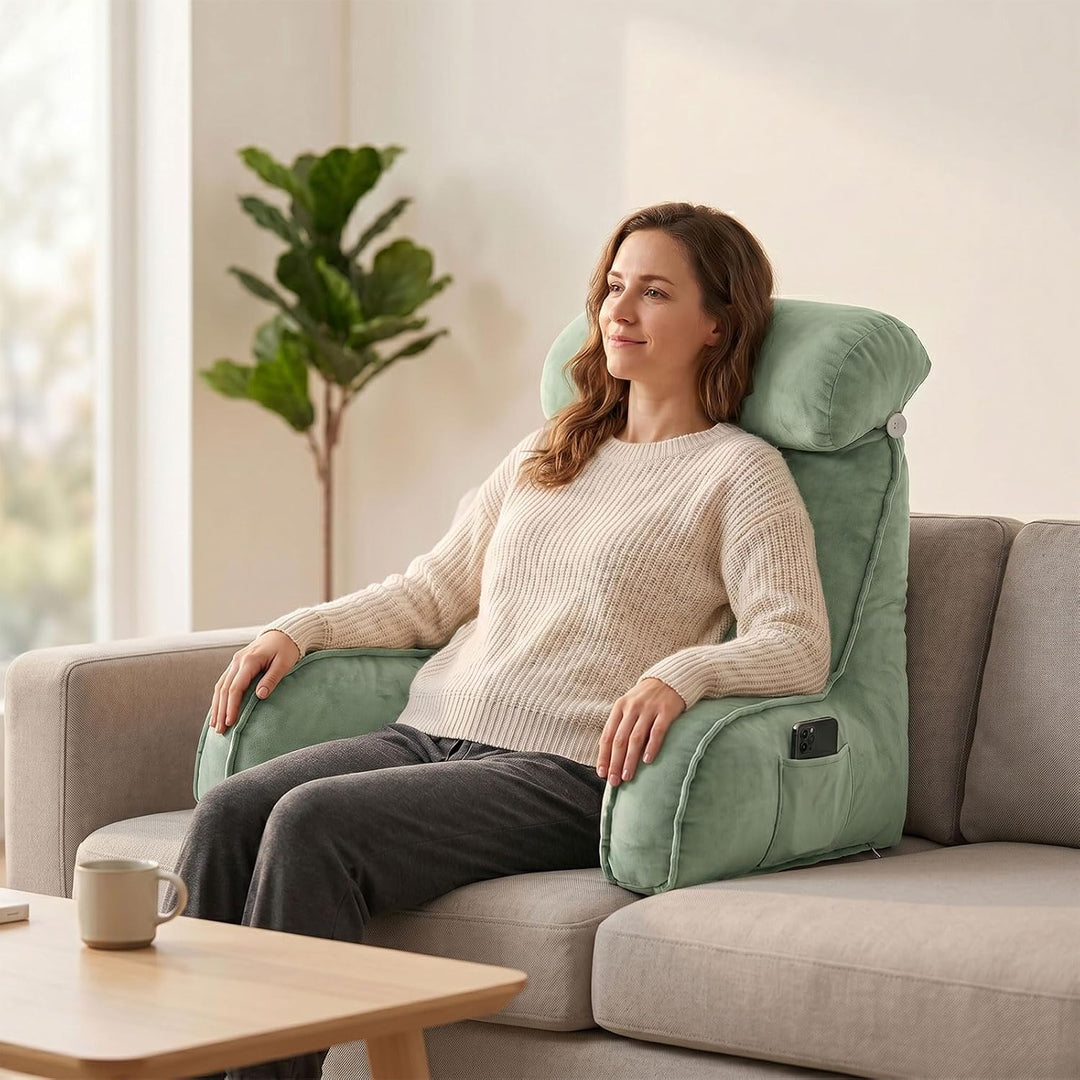 Lesekissen für Bett und Sofa Ergonomisch mit Nackenrolle - Rückenkissen Bett Gross mit Memory Schaum