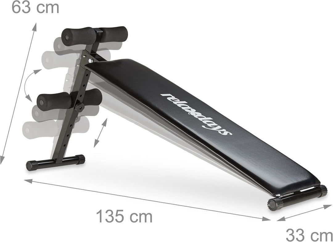 Relaxdays Sit Up Bank klappbar, 5-Fach verstellbar, Bauchtrainer Bank, gepolsterte Beinfixierung, Tr