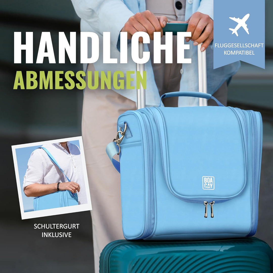 BOACAY Extra Grosse Kulturbeutel für Damen, Herren, Kinder, Kulturtasche mit Henkel, Reise Kosmetikt
