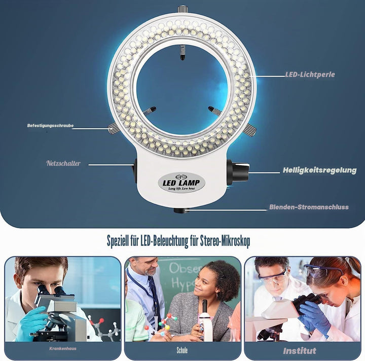 Tiamu 144 LED Stereomikroskop Kamera Ringleuchte, Super Helligkeit LED Perlen Ringleuchte 0-100% Ein