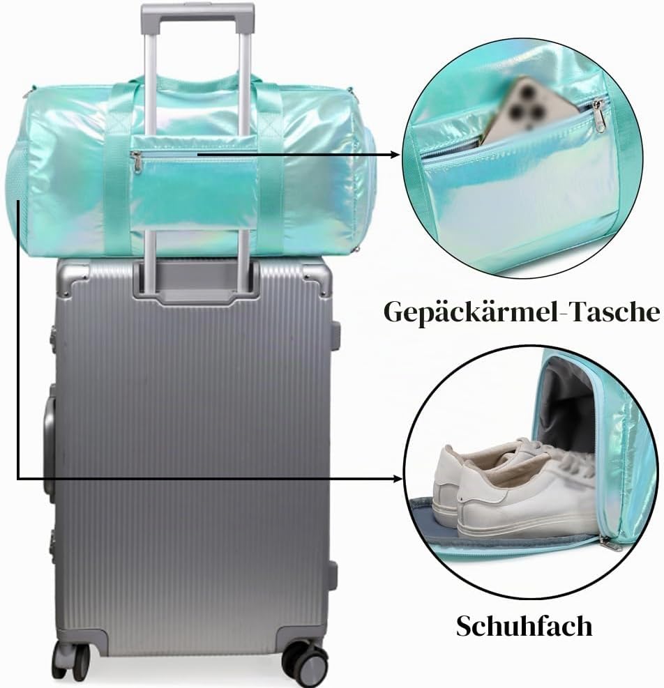 Laser Sporttasche für Kinder Mädchen Reisetaschen Weekender Multifunktion Schulsporttasche Trainings