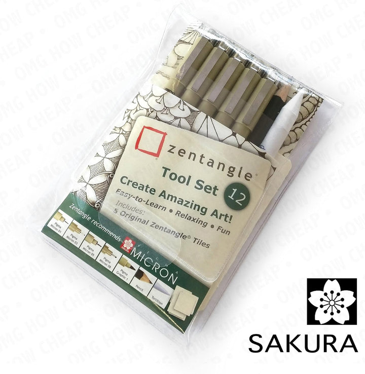 Zentangle Sakura Kunsttherapie-Werkzeug-Set in Kunststofftasche, 12-teilig