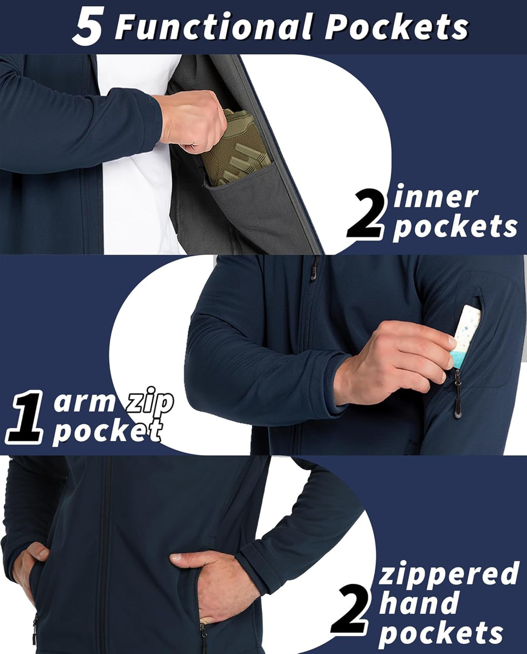 33,000ft Jacke Herren Wasserdichte Atmungsaktiv Softshelljacke - Übergangsjacke Winddichte Regenjack