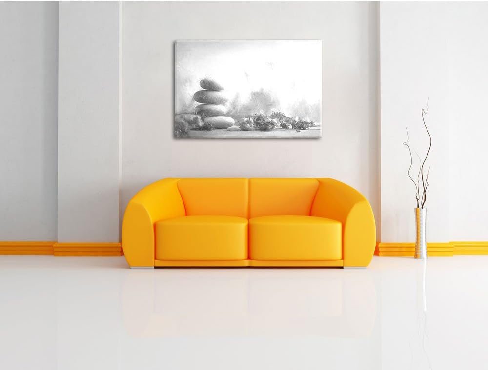 Pixxprint Lavendel Spa-Stillleben Kunst Kohle Effekt, Format: 100x70 auf Leinwand, XXL riesige Bilde