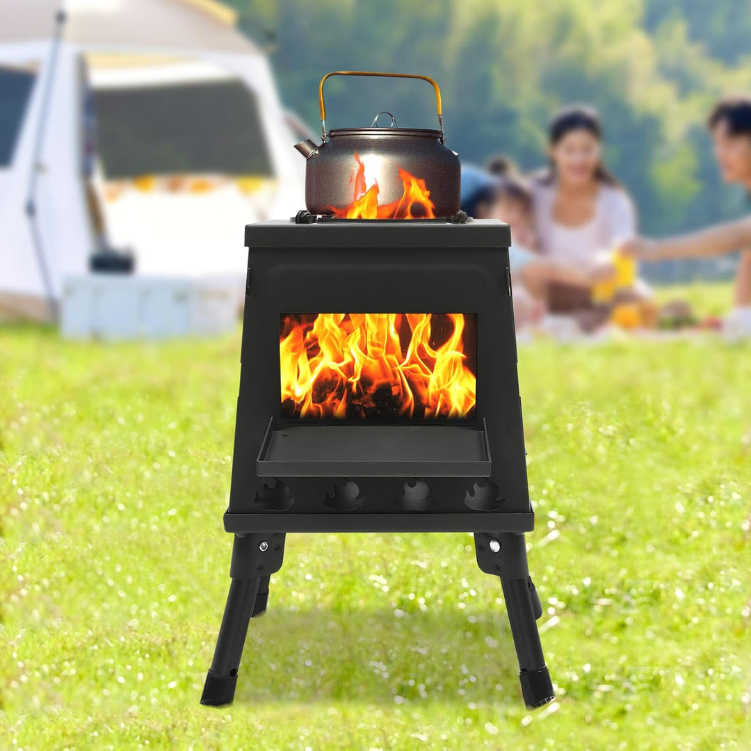 Zeltofen, Raketenofen, Tragbarer Zeltkocher Klappbar mit Tragetasche, Kochen und Heizen, Windgeschüt