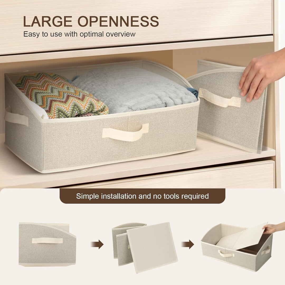 Cozary Aufbewahrungsbox mit Griffen 28L,2 Stück Faltbare Aufbewahrungskorb stoff 50x28.5x20cm,Grosse