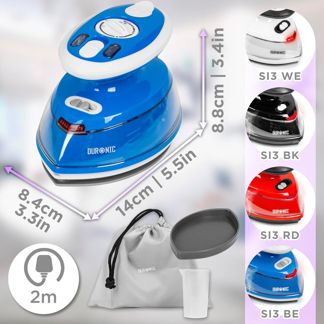 Duronic SI3 BE Mini Reisebügeleisen, 400W Mini Bügeleisen, Dampfbügeleisen 35ml Wassertank, kleines
