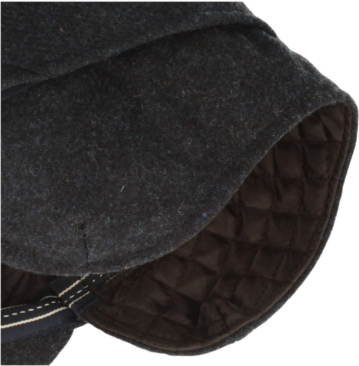 Breiter Herren Winter Schiebermütze mit Ohrenklappen Flatcap Schirmmütze 100% Wolle mit ausklappbare