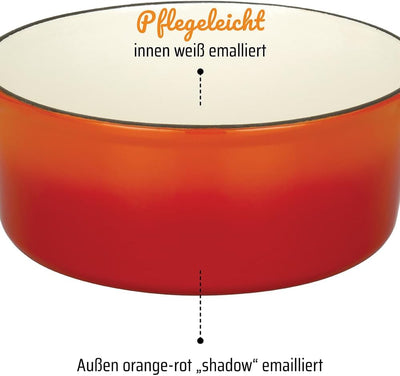 GSW 717243 Shadow Kochtopf mit Deckel 24cm / ca. 4,0 Liter, Gusseisen, orange/creme, 24 cm