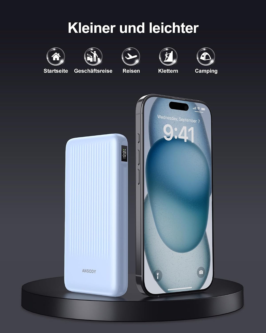 22.5W Power Bank 10000mAh 2 Stück, Akkupack Klein Aber Stark, LED Display kompatibel Externe handyak