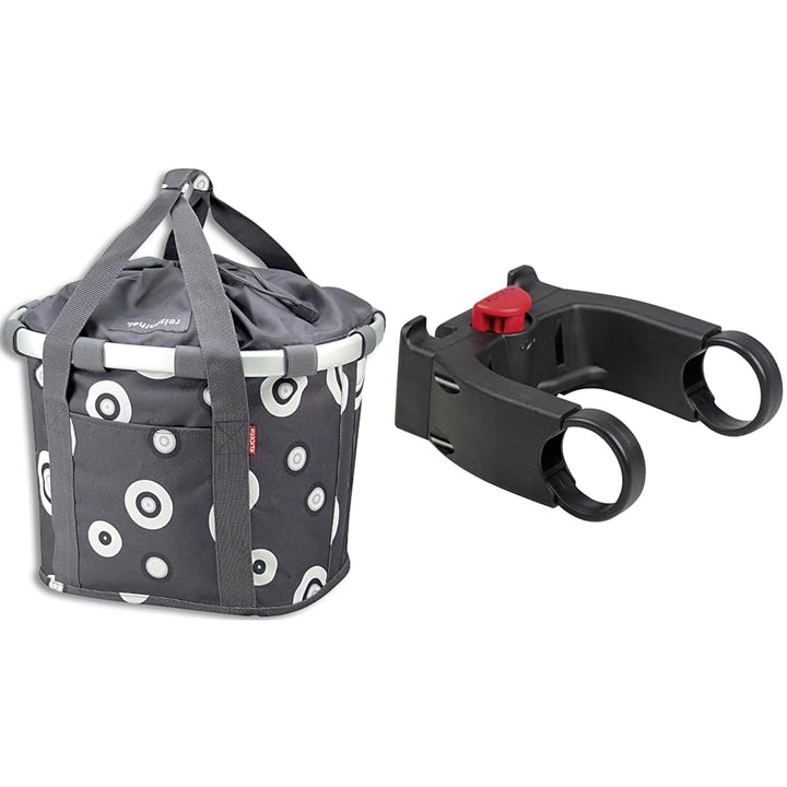 KLICKfix Unisex Fahrradtasche Bubble Anthracite Bundle mit Lenkeradapter E, Bubble Anthracite Bundle