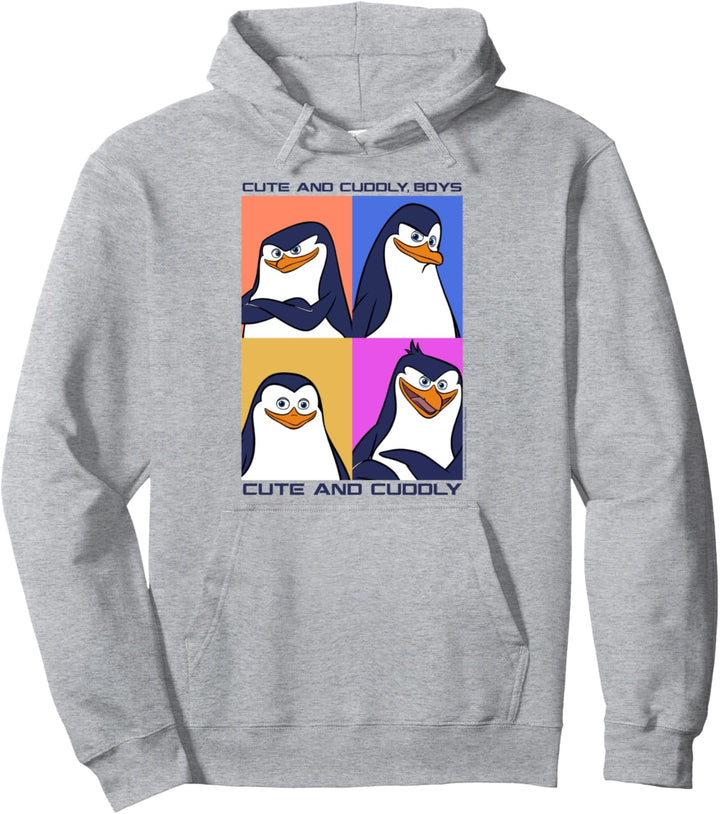 Madagascar Penguins Cute And Cuddly Text Poster Pullover Hoodie