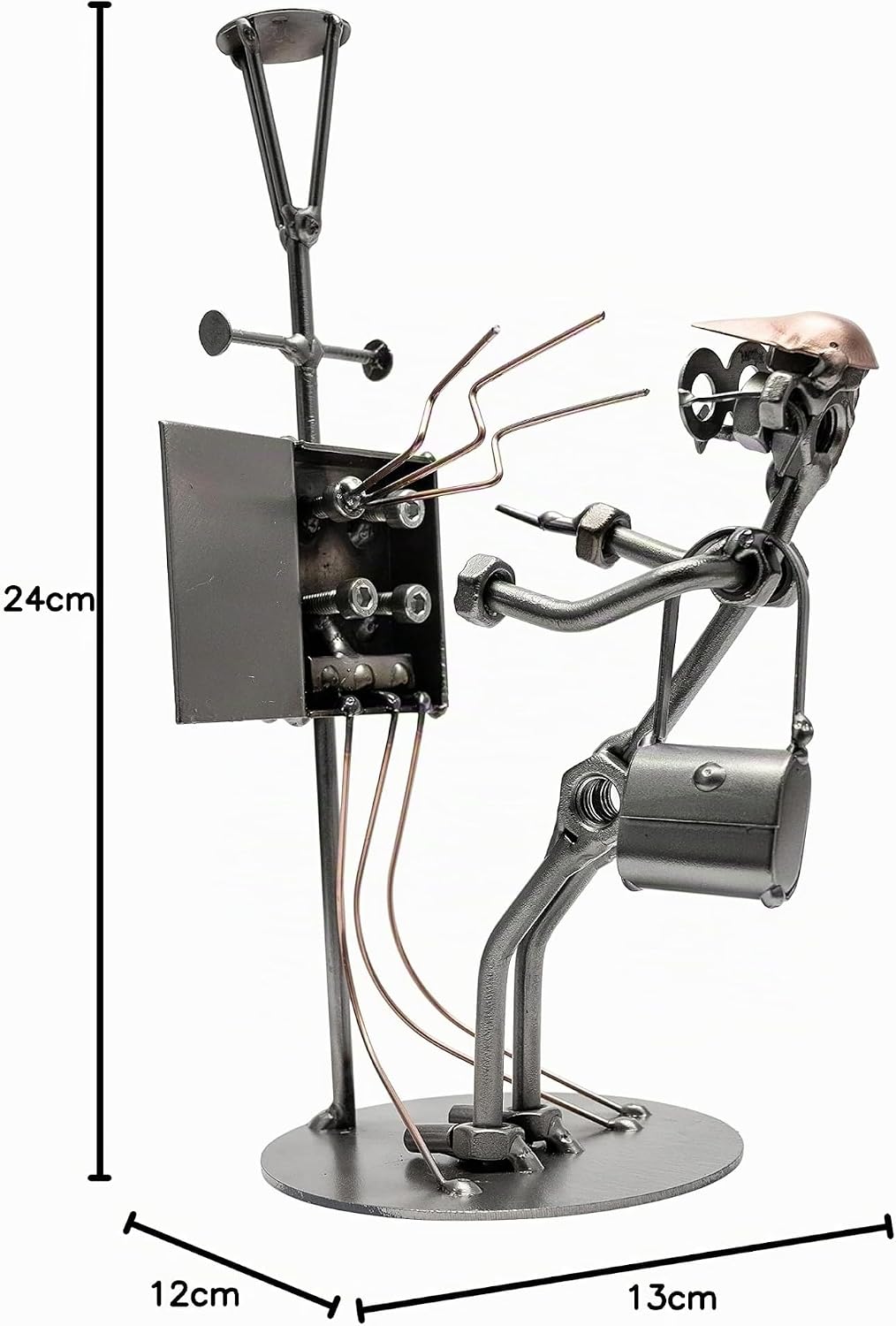 STEEMO Schraubenmännchen Elektriker Handwerker Geschenk Metall-Deko 13x12x24 cm