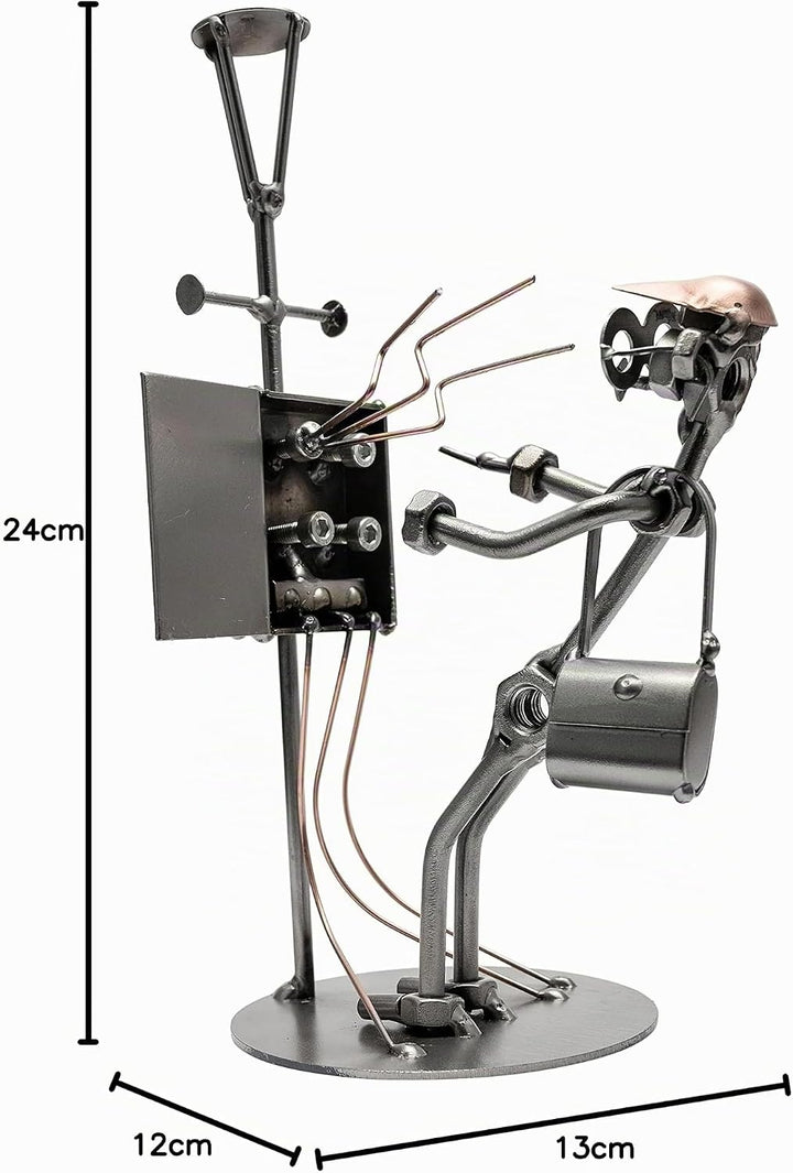 STEEMO Schraubenmännchen Elektriker Handwerker Geschenk Metall-Deko 13x12x24 cm