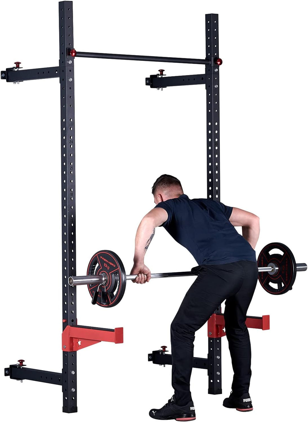 Train Hard Wand Rack Wandbefestigter Power Rack mit Klimmzugstange, 350 kg belastbar, optional mit Z