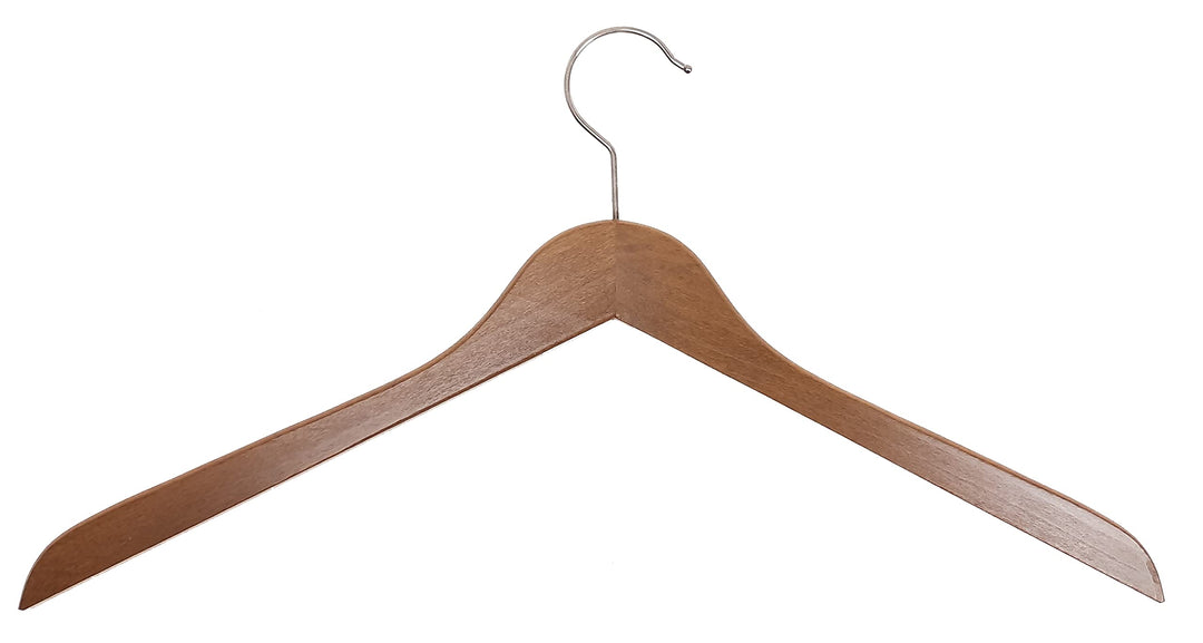 Kleiderbügel aus Holz, Kleiderbügel aus Buchenholz, Flachbügel, Eiche gebeizt (Wasserlack), vernicke