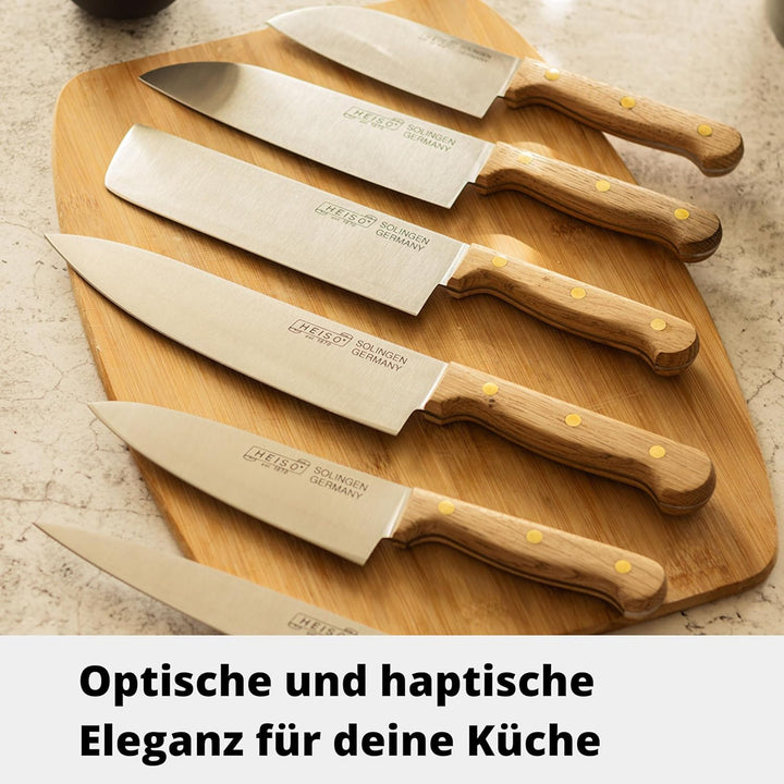 HEISO Santokumesser 13cm – Gustav – handgefertigt in Solingen aus rostfreiem Edelstahl, Griff aus he