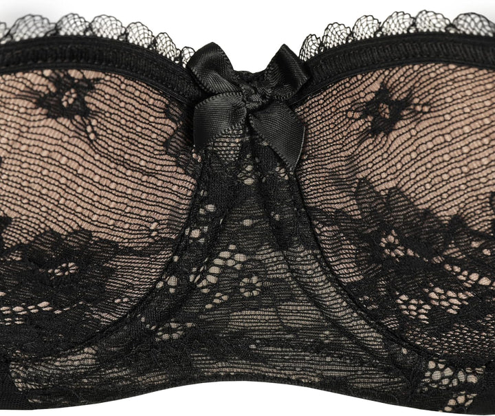 Rosme Lingerie Balconette-BH mit gepolsterten Trägern für Damen, Kollektion Eliza 70C Schwarz, 70C S