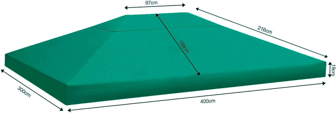 QUICK STAR Ersatzdach für Rank Pavillon 3x4m Grün Ersatzbezug Pavillondach