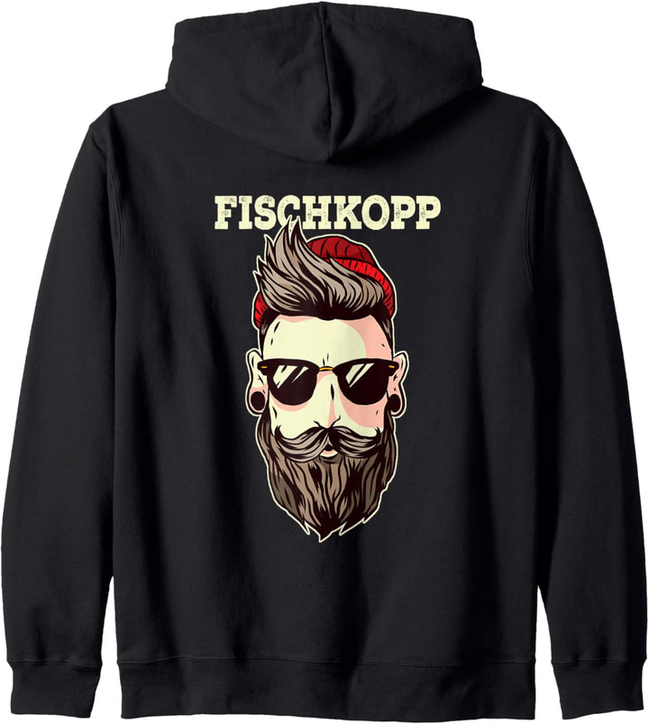 Lustiges Plattdeutsch Fischkopp Hipster T-Shirt Kapuzenjacke