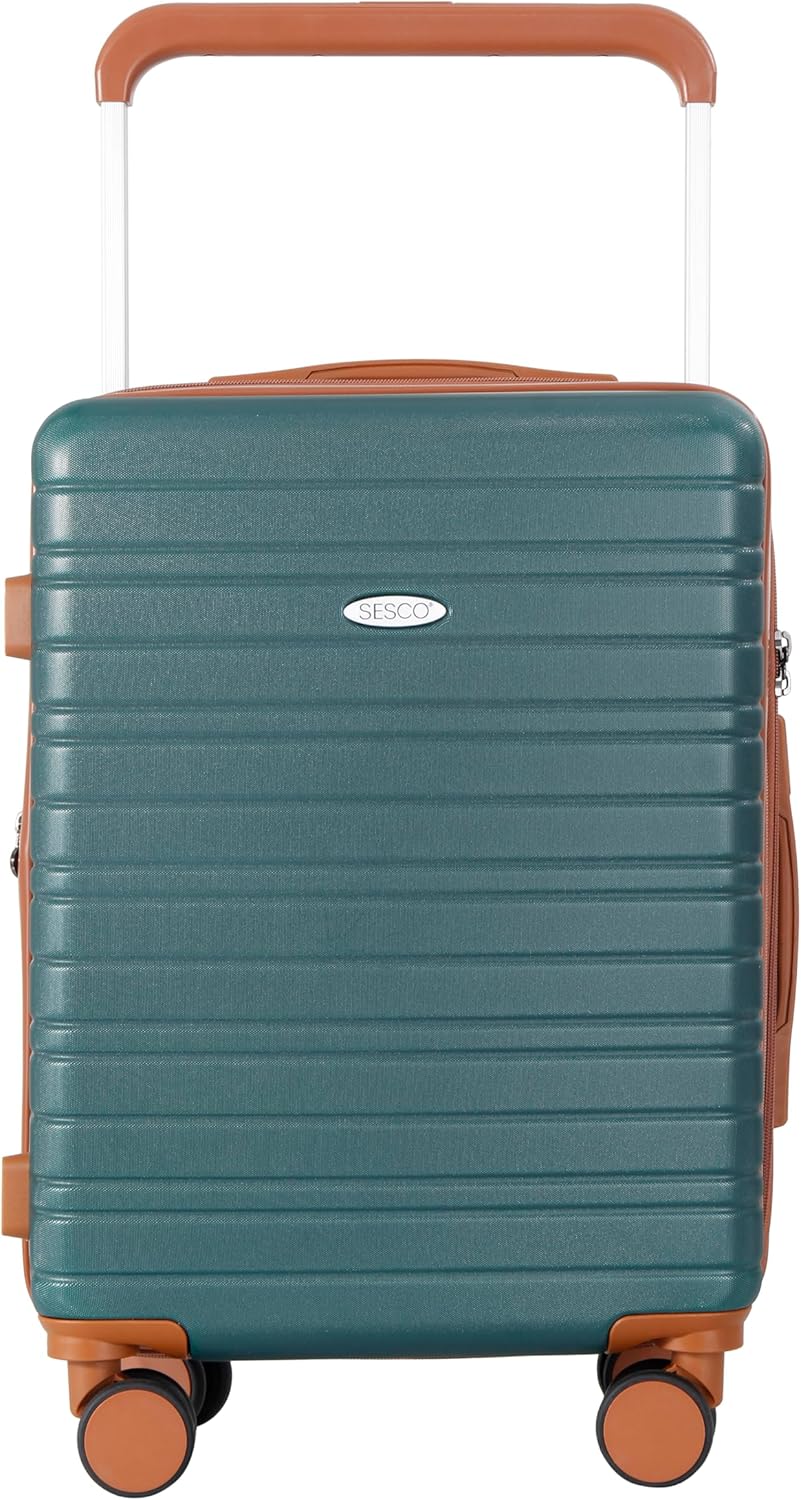 SESCO Reisekoffer Premium-Kofferset 3tlg. Koffer Trolleys Handgepäck Set, breiter Griff, TSA (grün/b