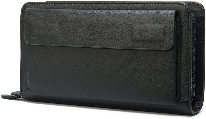 PORRASSO Herren Geldbörse Leder Clutch Tasche Kreditkartenetui Brieftasche Handytasche Portemonnaie